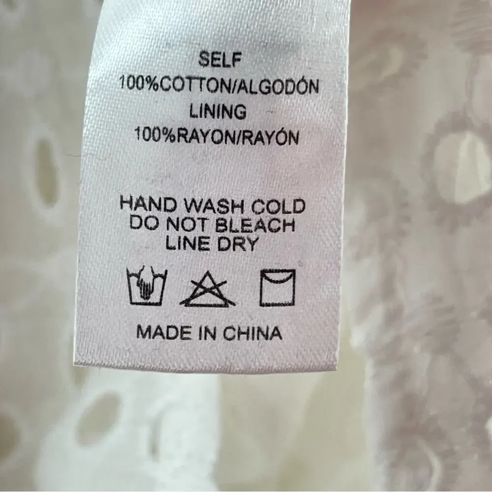 Evereve Calista Eyelet Ruffle Sleeveless Button Down Boho Blouse Size Medium - Picture 13 of 14